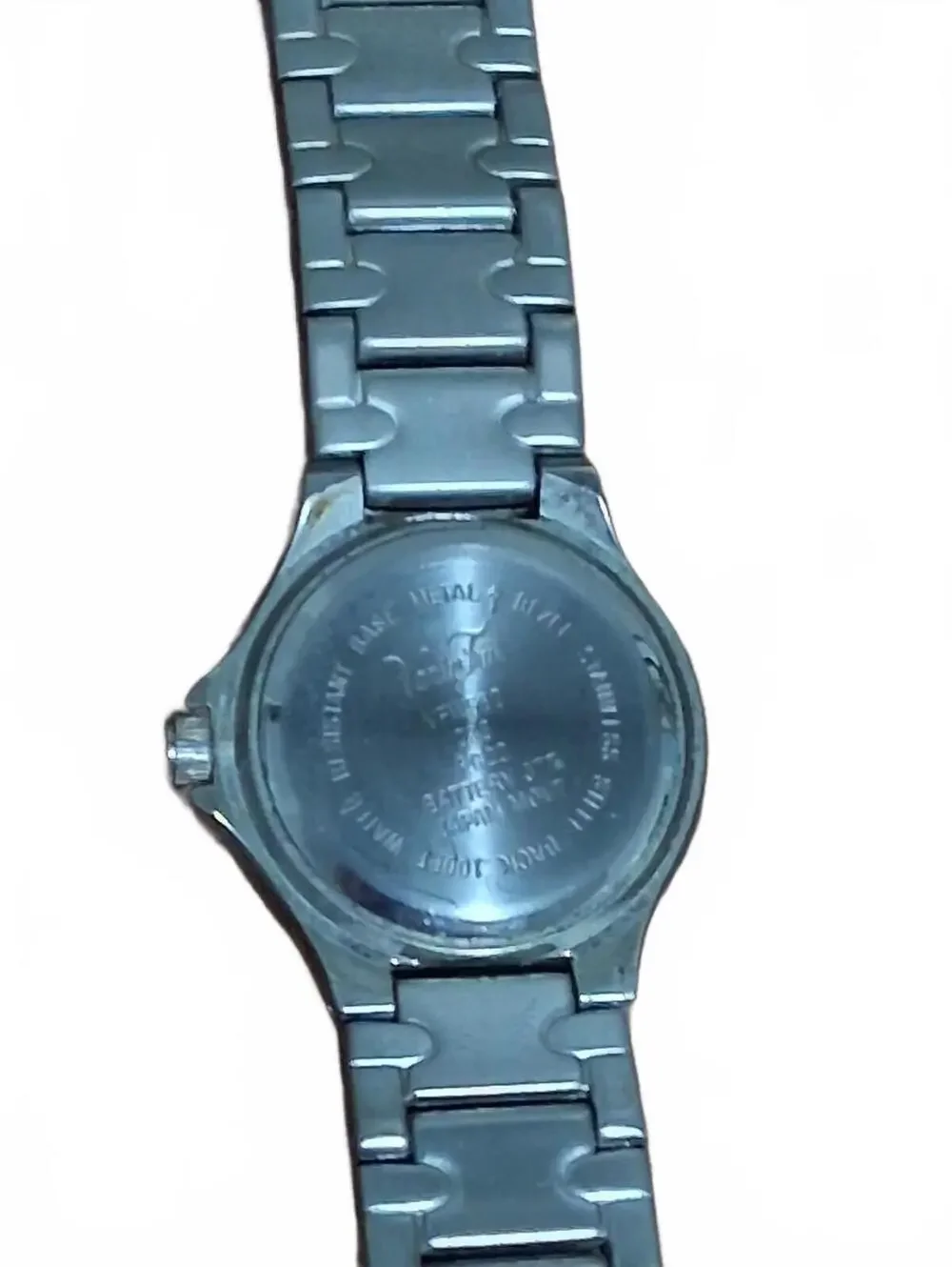 Vintage Y2K Silver-Tone Vanity Fair Metallic Purple Dial Wristwatch